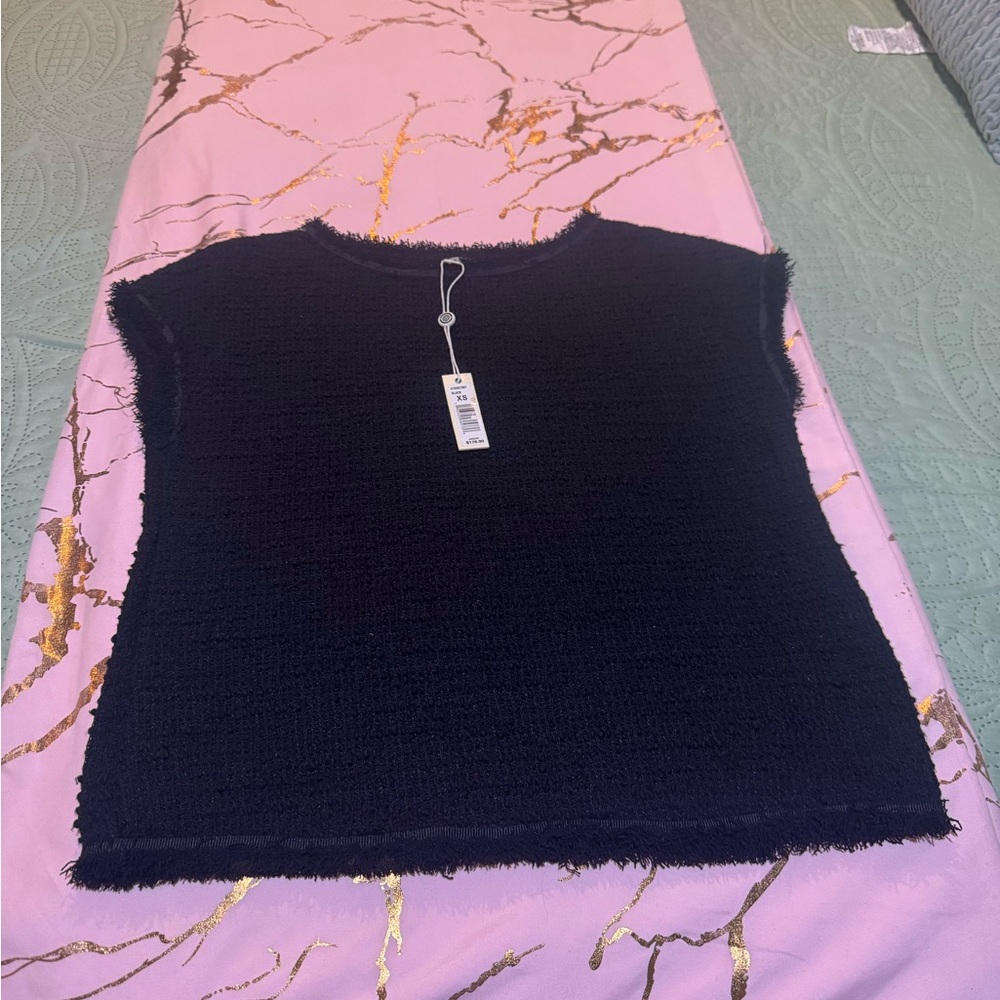 Max sstudio Black Textured Short Sleeve Top